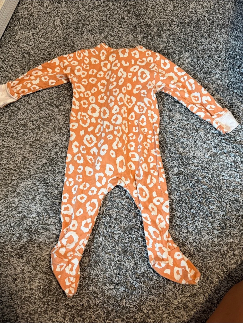 Old Navy Orange and White Leopard-Print Footed One-Piece